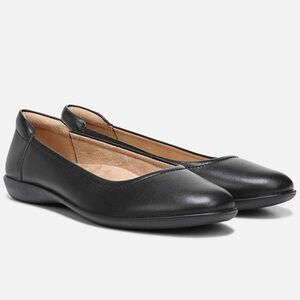 Naturalizer Flexy Round Toe Soft Black Leather Ballerina Flats